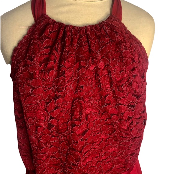David’s Bridal Lace Candy Apple Red Valentines Color Dress Size 22 - Picture 2 of 12